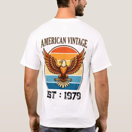 T-shirt met Amerikaanse Vintage Eagle (Achterkant)