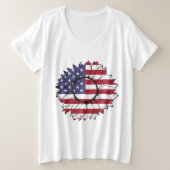 T-shirt met Amerikaanse vlag zonnebloem, 4 juli (Design voorkant)