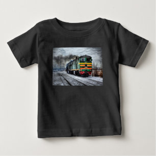 T-shirt met antieke locomotief stoomtrein