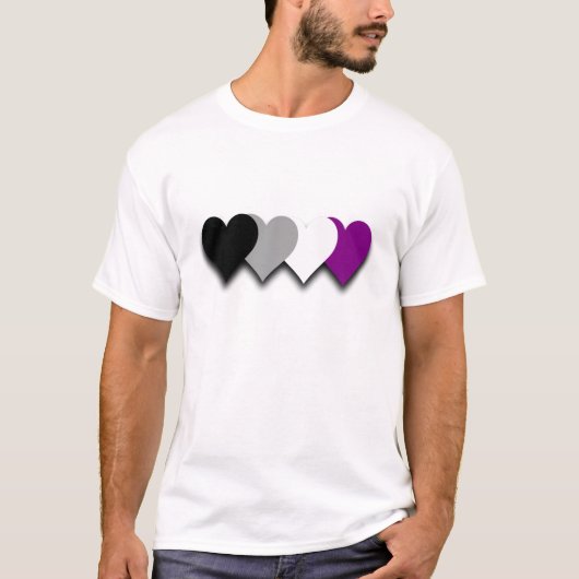 T-shirt met aseksualiteit trots harten (Voorkant)