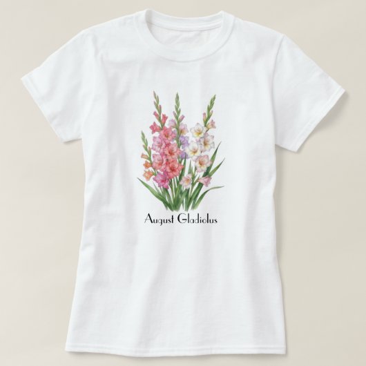 T-shirt met August Gladiolus Bloemen (Design voorkant)