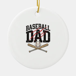 T-shirt met Baseball Vader Bedrukte Vintage Gravur Keramisch Ornament