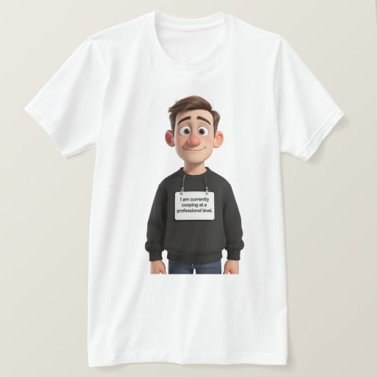 T-shirt met bedrijfs-meme 'Coping op professioneel (Design voorkant)