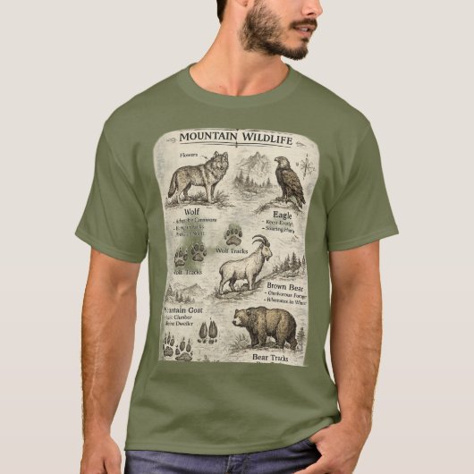 T-shirt met bergwild (Voorkant)
