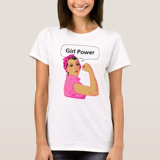 T-shirt met bewerkbare tekst 'Girl Power' (Voorkant)