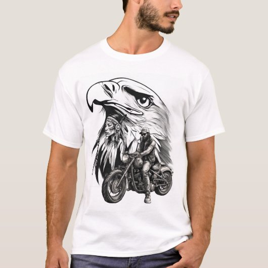 T-shirt met Biker-thema en Indische spirit (Voorkant)