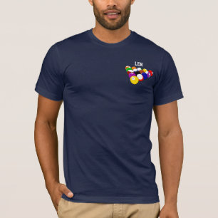 T-shirt met biljart sjabloon, klaar om aan te pass