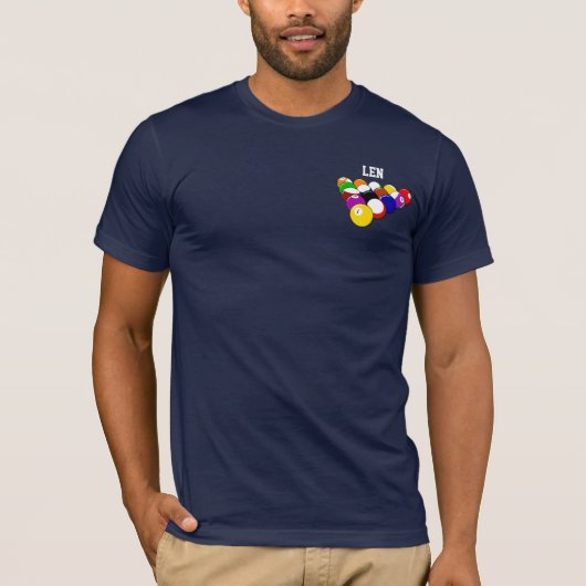 T-shirt met biljart sjabloon, klaar om aan te pass (Voorkant)