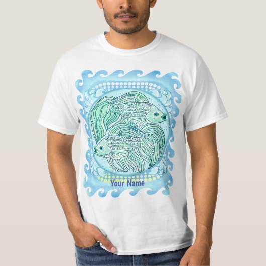 T-shirt met blauwe Koi-vis (Voorkant)
