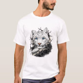 T-shirt met blauwe ogen sneeuwluipaard (Voorkant)