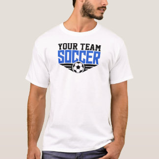 T-shirt met blauwe tekst voor aangepast voetbaltea