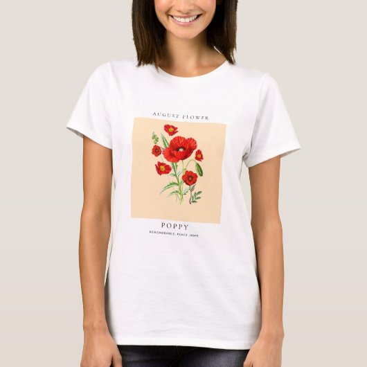 T-shirt met bloem uit geboortemaand augustus (Voorkant)