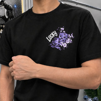 T-shirt met bloemmotief en dobbelstenen