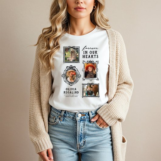 T-shirt met boogframe fotocollage en herdenking