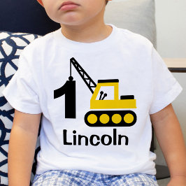 T-shirt met bouw kraan voor 1e verjaardag jongen