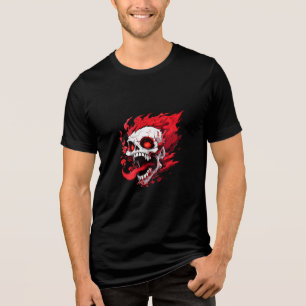 T-shirt met boze brandende schedel