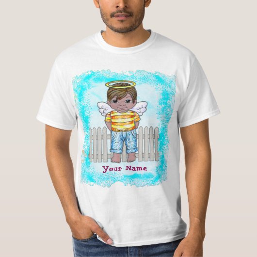 T-shirt met bruine jongelingsengel (Voorkant)