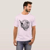 T-shirt met brullende witte leeuwenkop grafisch (Voorkant volledig)