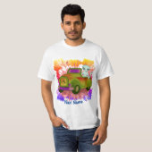 T-shirt met buitenaards wezen dat auto rijdt (Voorkant volledig)