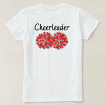 T-shirt met cheerleader voor en achterzijde rood g