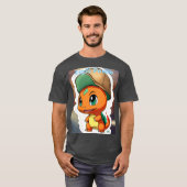 T-shirt met chibi-stijl Charmander met heldere gr (Voorkant volledig)