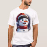 T-shirt met Christmas Snowman<br><div class="desc">Vrolijke cartoon Kerstmis sneeuwpop dragen Sinterklaas pet</div>