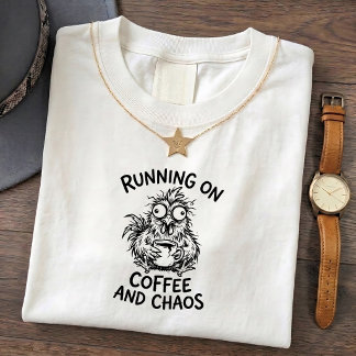 T-shirt met citaat over verwilderde kippen en koff