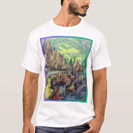 T-shirt met cliff-side scene