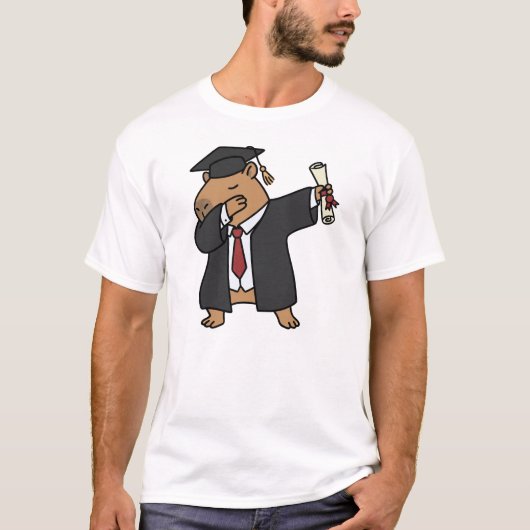 T-shirt met Dabbing Capybara Afstudeerhoed Grappig (Voorkant)