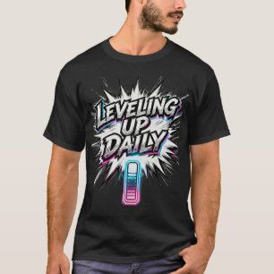 T-shirt met dagelijkse anime-gymmotivatie 'Levelin