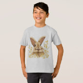 T-shirt met de print Happy Bunny in Golden Tone (Voorkant volledig)