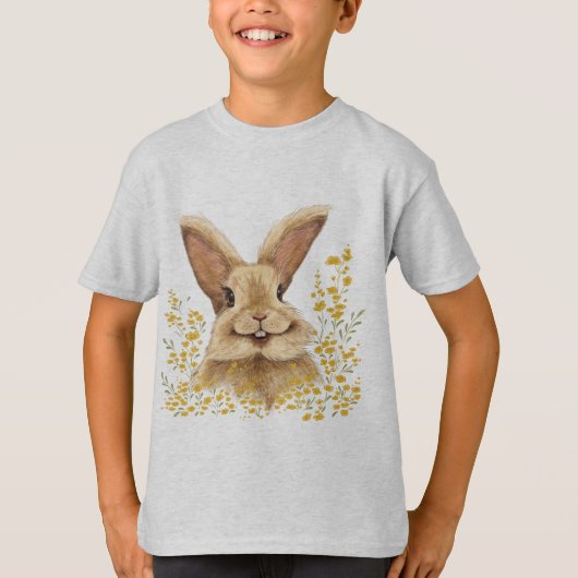 T-shirt met de print Happy Bunny in Golden Tone (Voorkant)