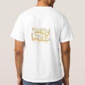 T-Shirt met de slogan "Stay Gold". (Achterkant)