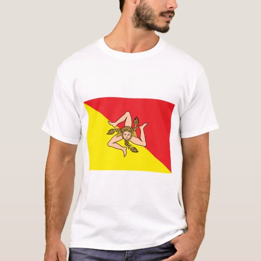 T Shirt met de vlag van Sicilië, Italië (Voorkant)