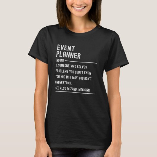 T-shirt met definitie van evenementenplanner Funct (Voorkant)