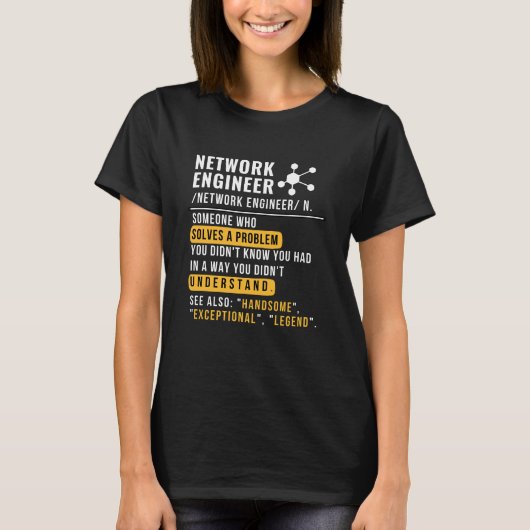 T-shirt met definitie van netwerkingenieur (Voorkant)