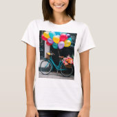 T-shirt met design fiets en ballonnen (Voorkant)