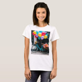 T-shirt met design fiets en ballonnen (Voorkant volledig)