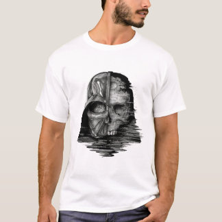T-shirt met digitale glitch-schedel kunst