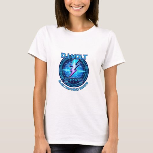 T-shirt met DJ Lightning-logo met hoge spanning (Voorkant)