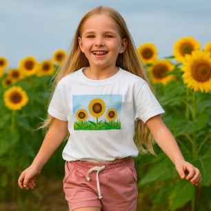 T-shirt met drie zonnebloemen