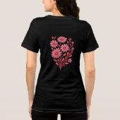 T-shirt met dubbelzijdige roze bloemenboeket (Achterkant)