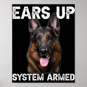 T-shirt met Duitse Herdershond Oren Omhoog Systeem Poster