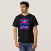 T-shirt met Eat Sleep Game Repeat (Voorkant volledig)