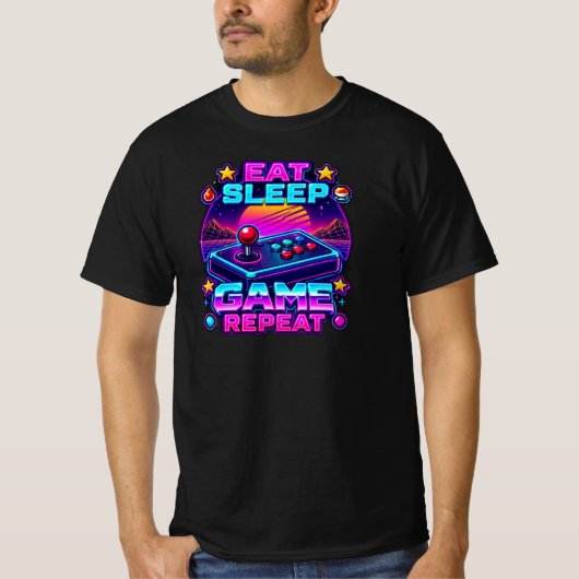 T-shirt met Eat Sleep Game Repeat (Voorkant)