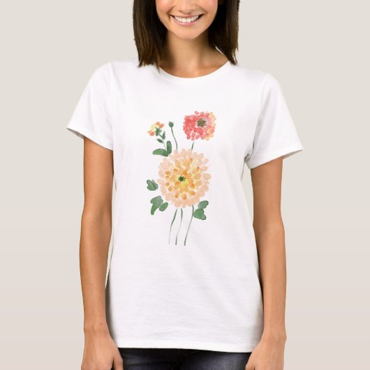 T-shirt met een boeket chrysanten (Voorkant)