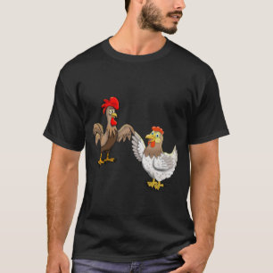 T-shirt met een kip en een rooster
