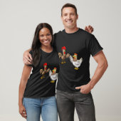 T-shirt met een kip en een rooster (Unisex)