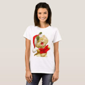T-shirt met een knuffelbaar katje dat een kerstlie (Voorkant volledig)
