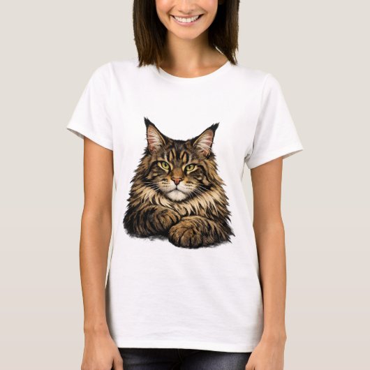T-shirt met een Maine Coon kat (Voorkant)